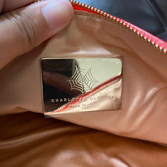 Charlotte Olympia Linen Orange Clutch - Picture 5 of 6